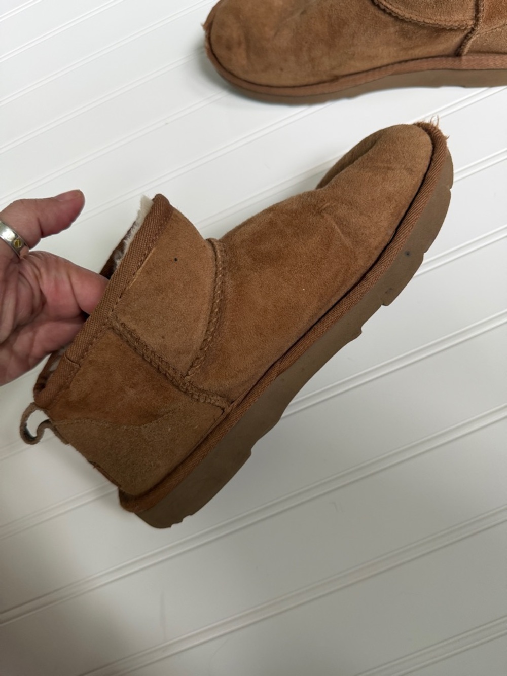 UGG Mini Boot in Chestnut Brown with Shearling - Picture 9 of 11